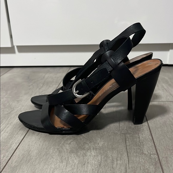 FRANCO SARTO Black Leather Strappy Heel Sandals, Size 8.5 - Picture 1 of 8